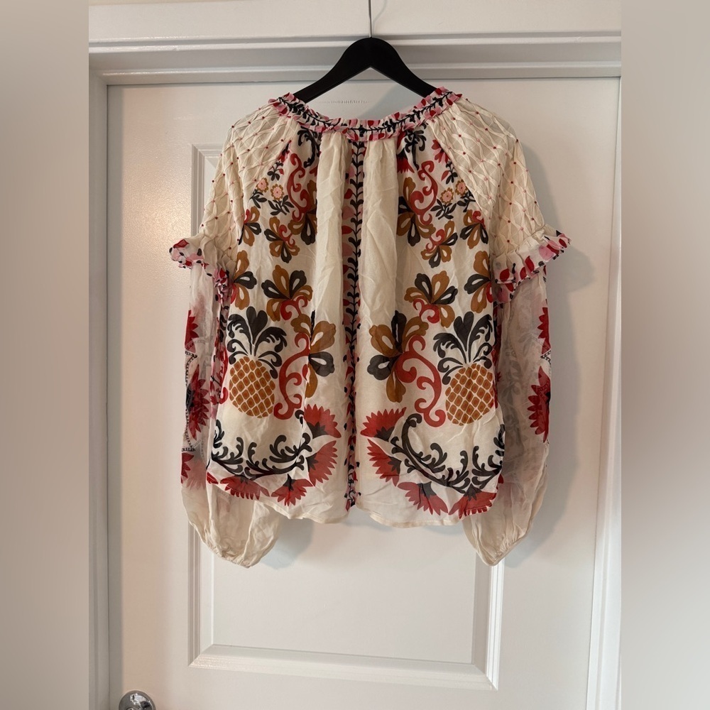 Farm Rio: Cream Cashew Mandala Embroidered Blouse - Picture 3 of 12